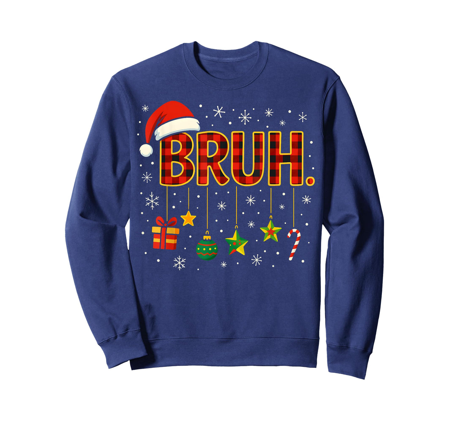 Bruh Christmas Red Plaid Xmas Pajamas Teens Boys Kids Meme T-Shirt
