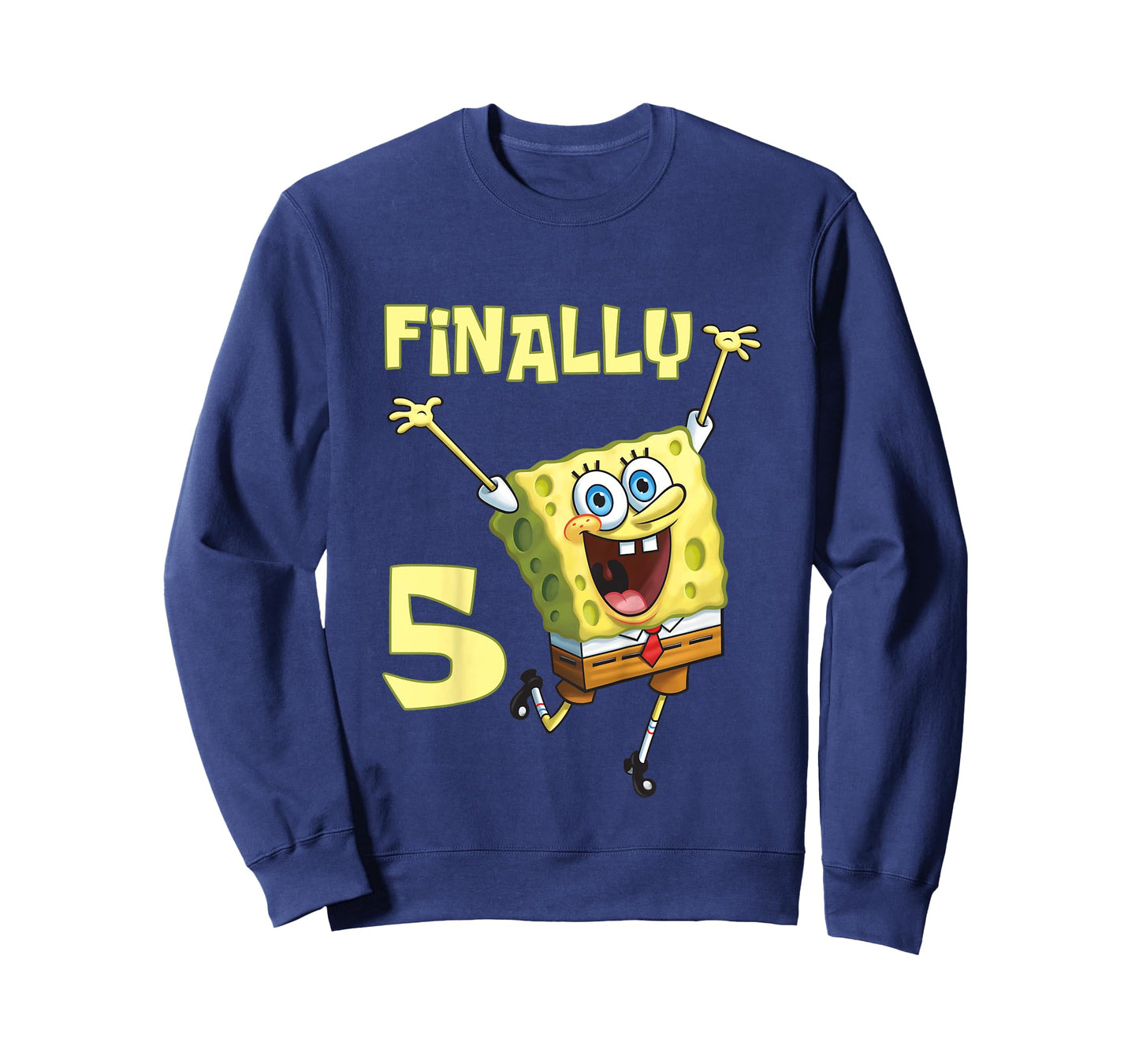 Mademark x SpongeBob SquarePants - Kids Original SpongeBob Square Pants - 5th Birthday. Finally 5. T-Shirt