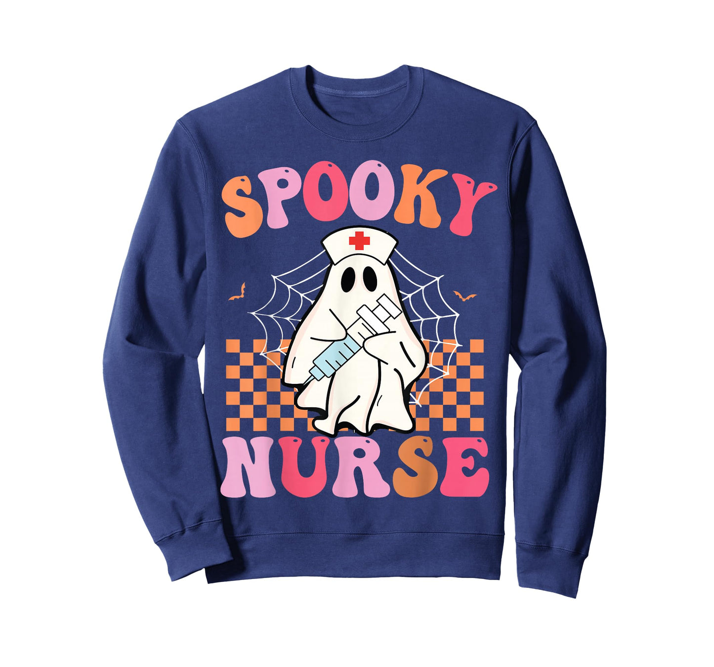 Groovy Spooky Nurse Funny Ghost Halloween Nursing Women T-Shirt