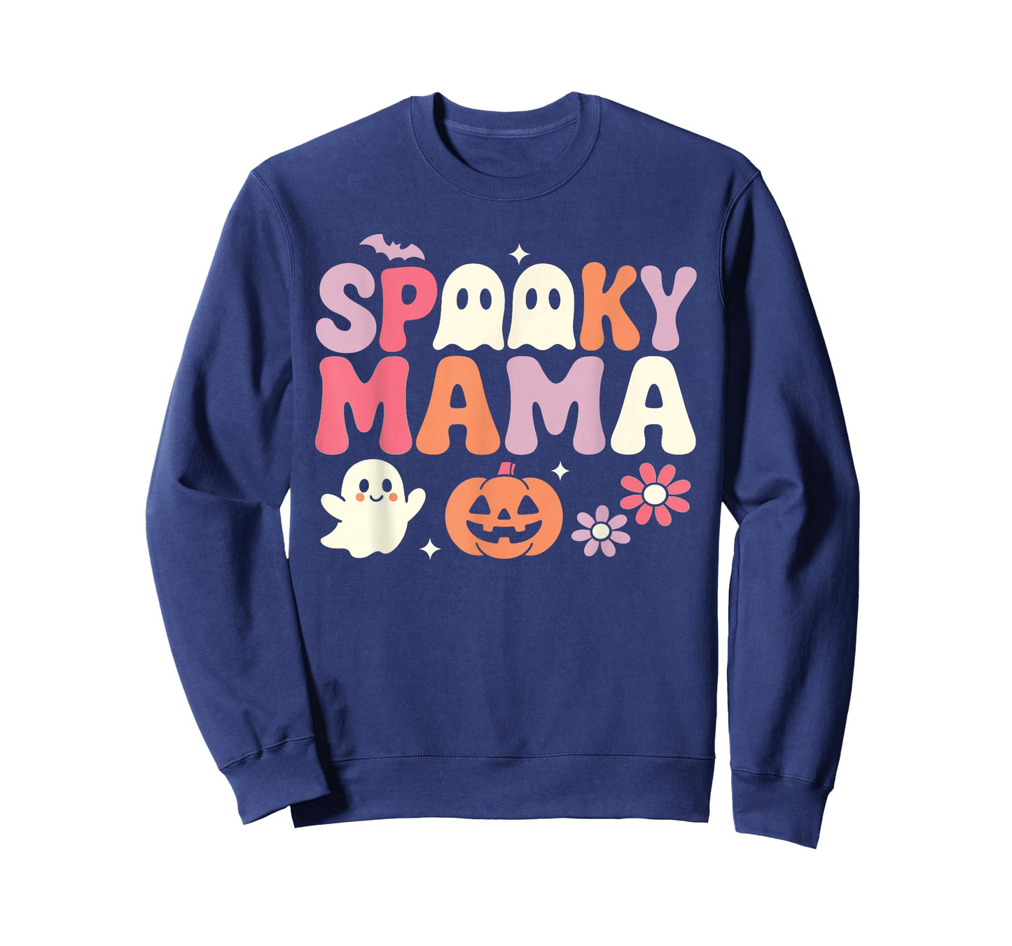 Spooky Mama Funny Mom Halloween Ghost Witch Bat T-Shirt