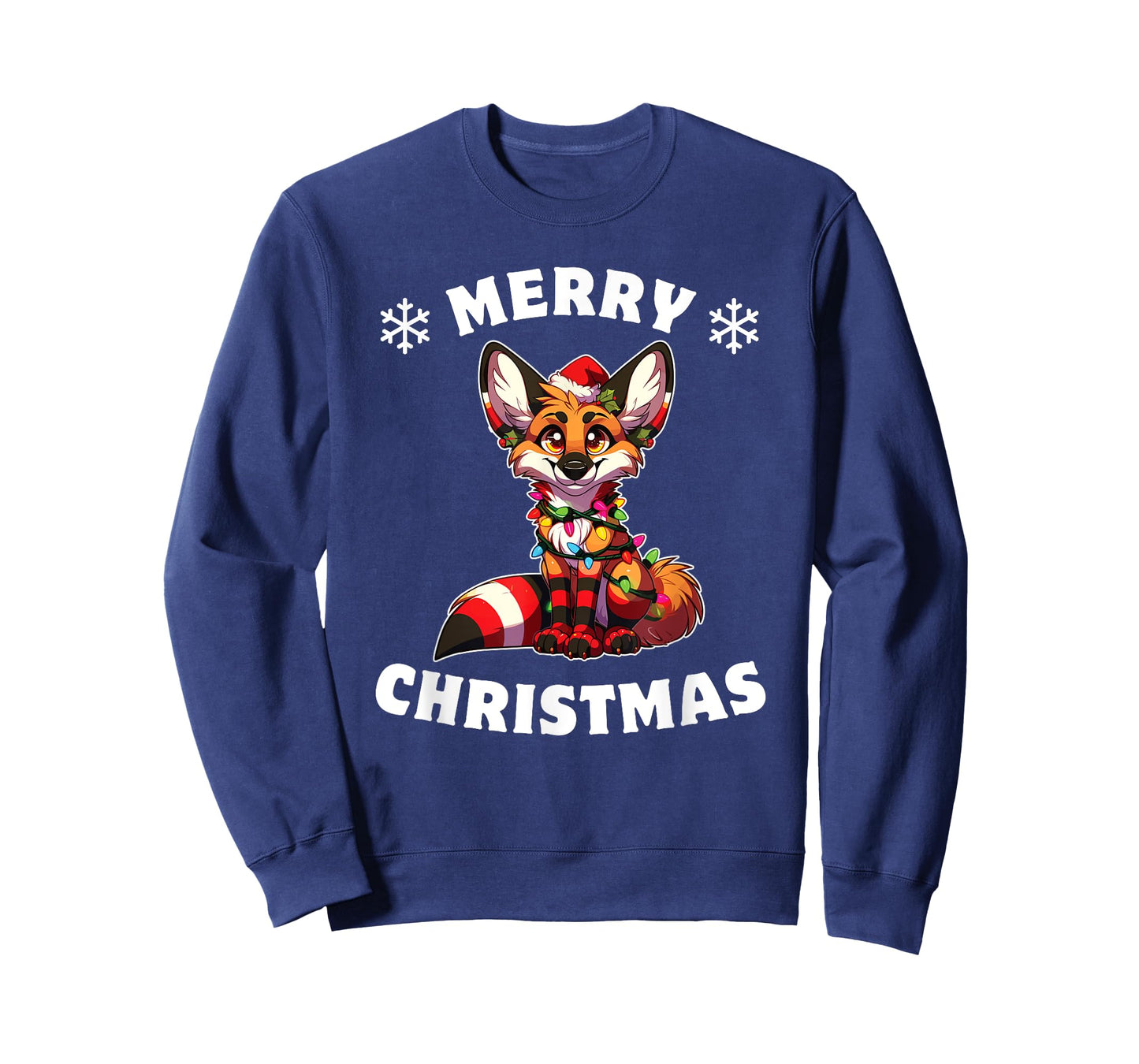 Christmas Hat Christmas Fairy Lights Maned Wolf T-Shirt