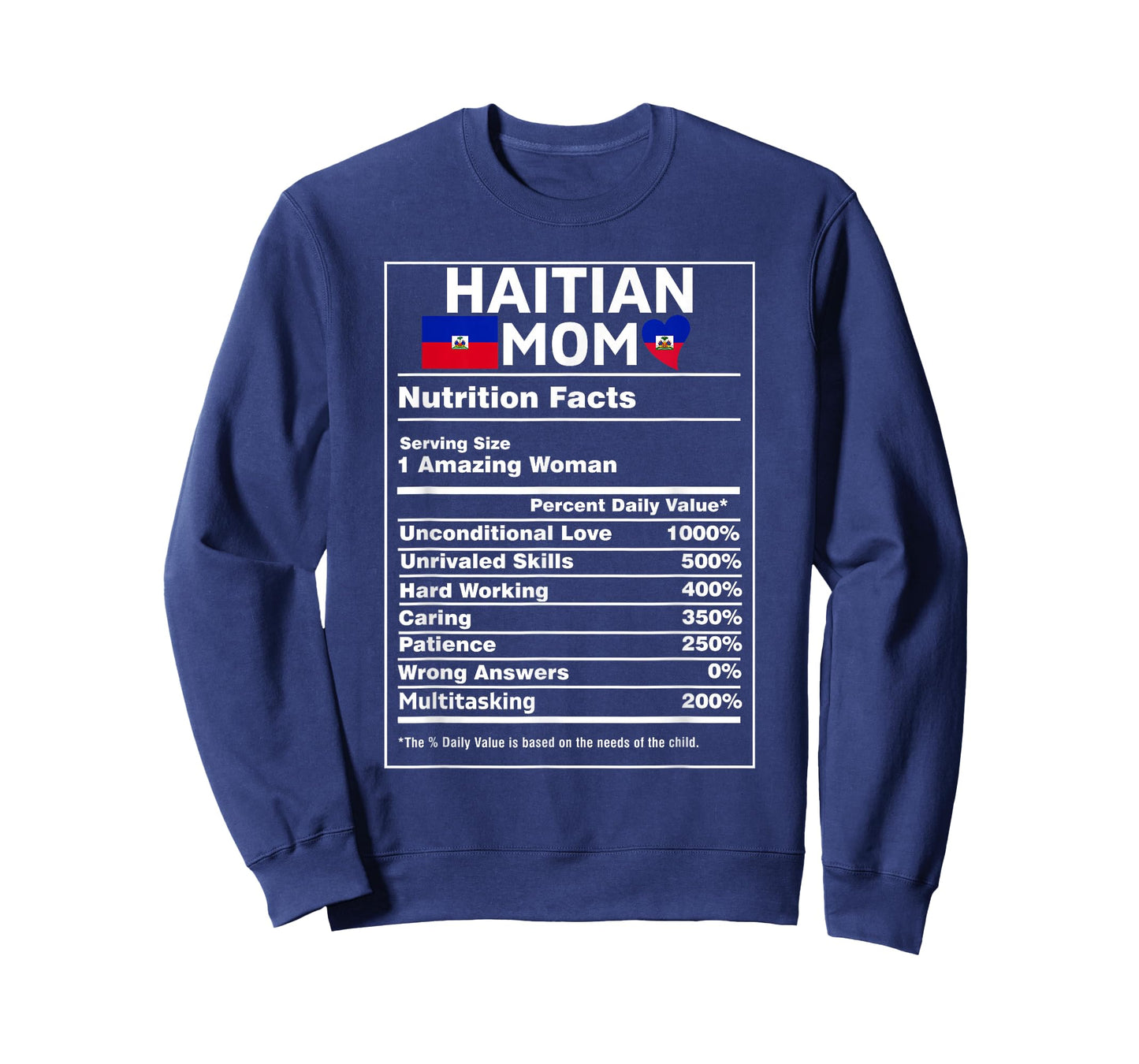 Haitian Mom Nutrition Facts Women Haiti Flag Pride Ayiti Mom T-Shirt