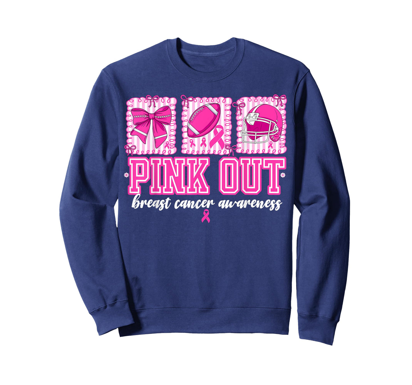 Preppy Pink Out Breast Cancer Football Coquette Bow Women T-Shirt