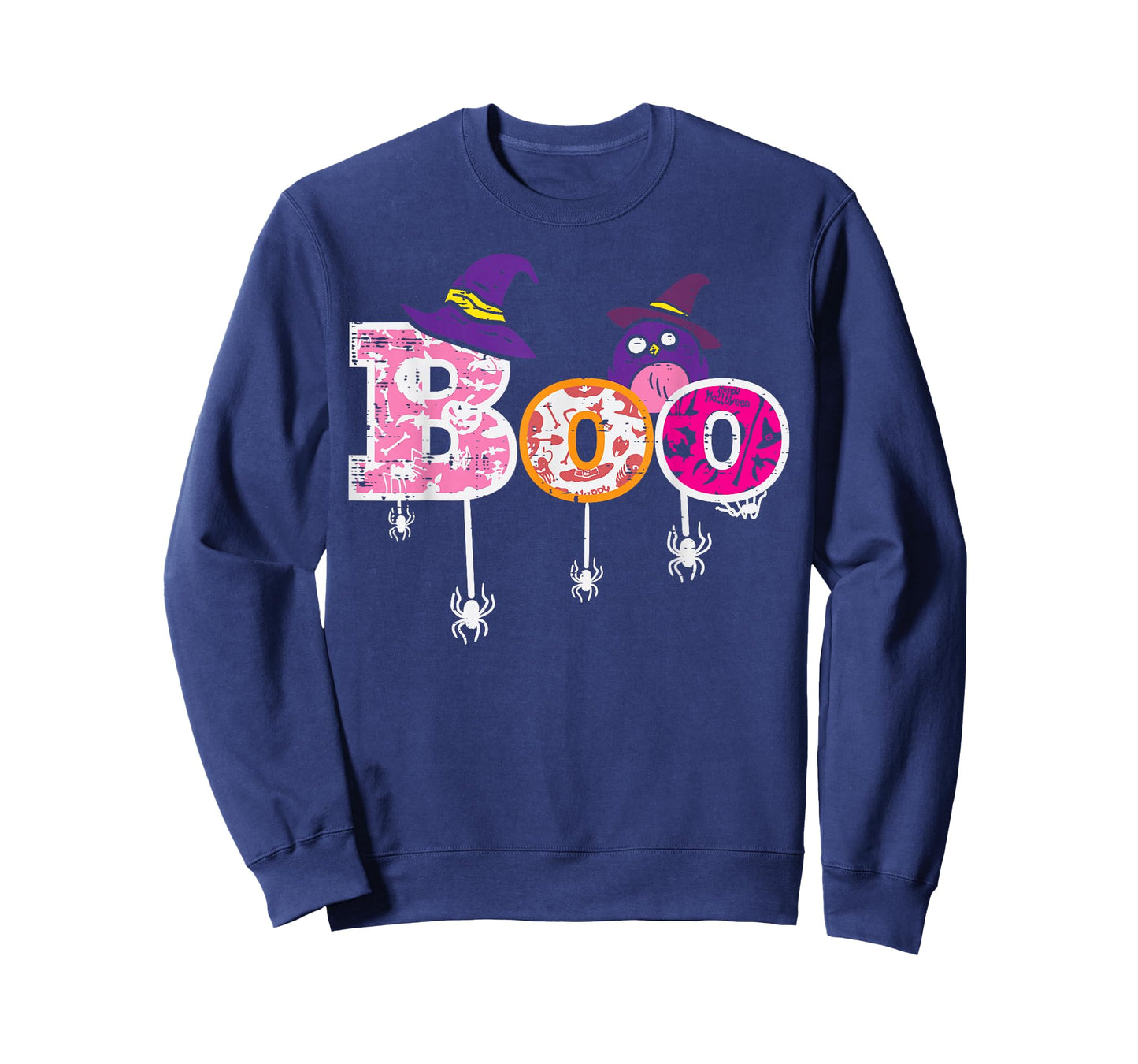 Pink Boo Spider Owl Scary Halloween Costume Women Girl Kids T-Shirt