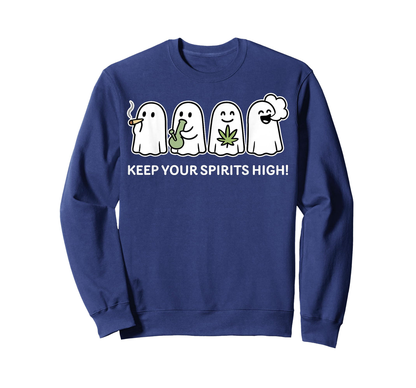 Keep Your Spirits High Ghost Smoking Weed Cannabis Halloween T-Shirt