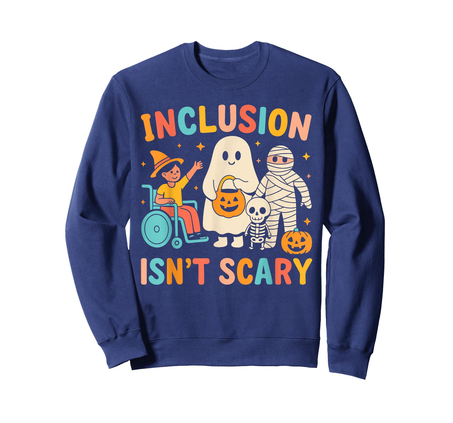 Inclusion Isn't Scary Teacher Skeleton Ghost Cute Halloween T-Shirt