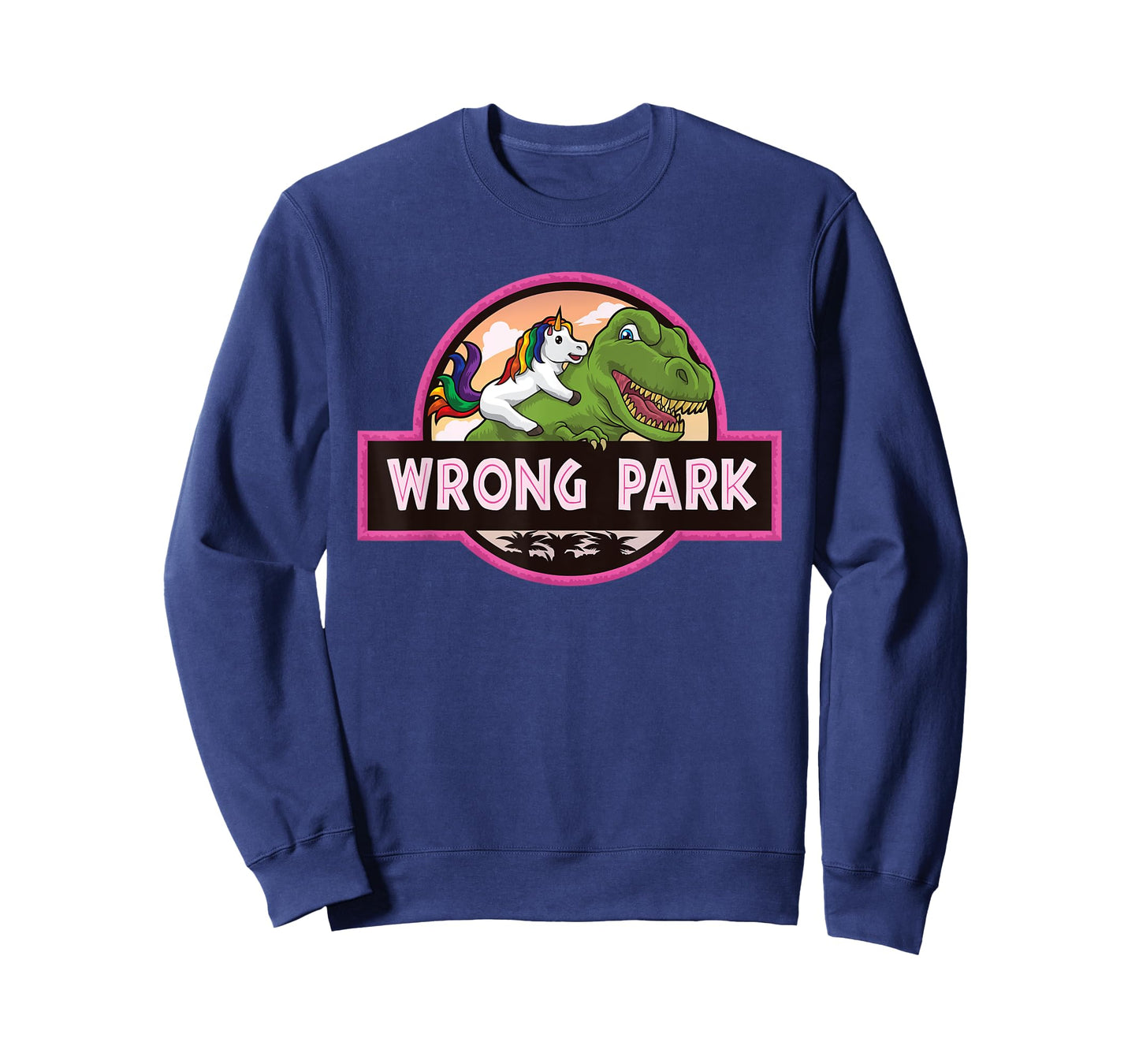 Wrong Park - Unicorn Rides T-Rex - Mythical Dinosaur Parody T-Shirt