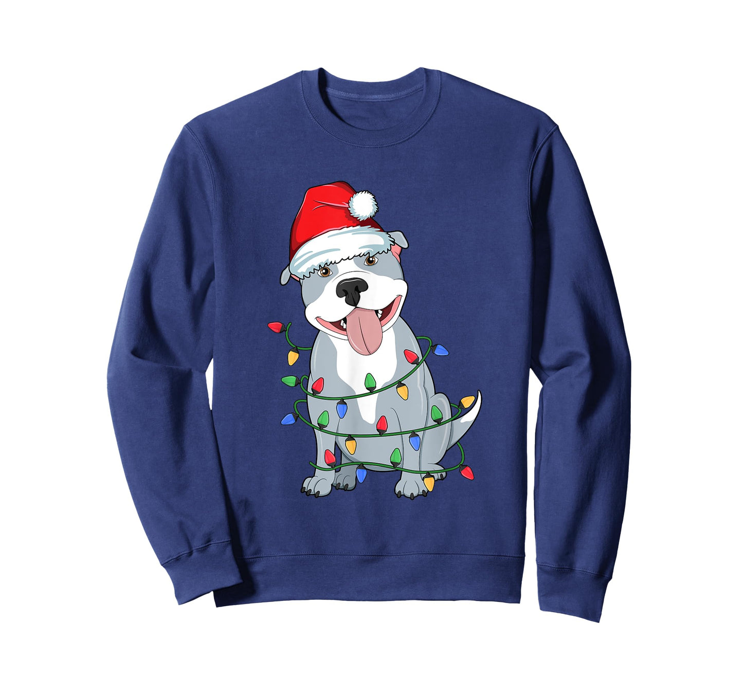 Pitbull Christmas Tree Lights Kawaii Pitty Dog Lover Xmas Men Women Kids T-Shirt