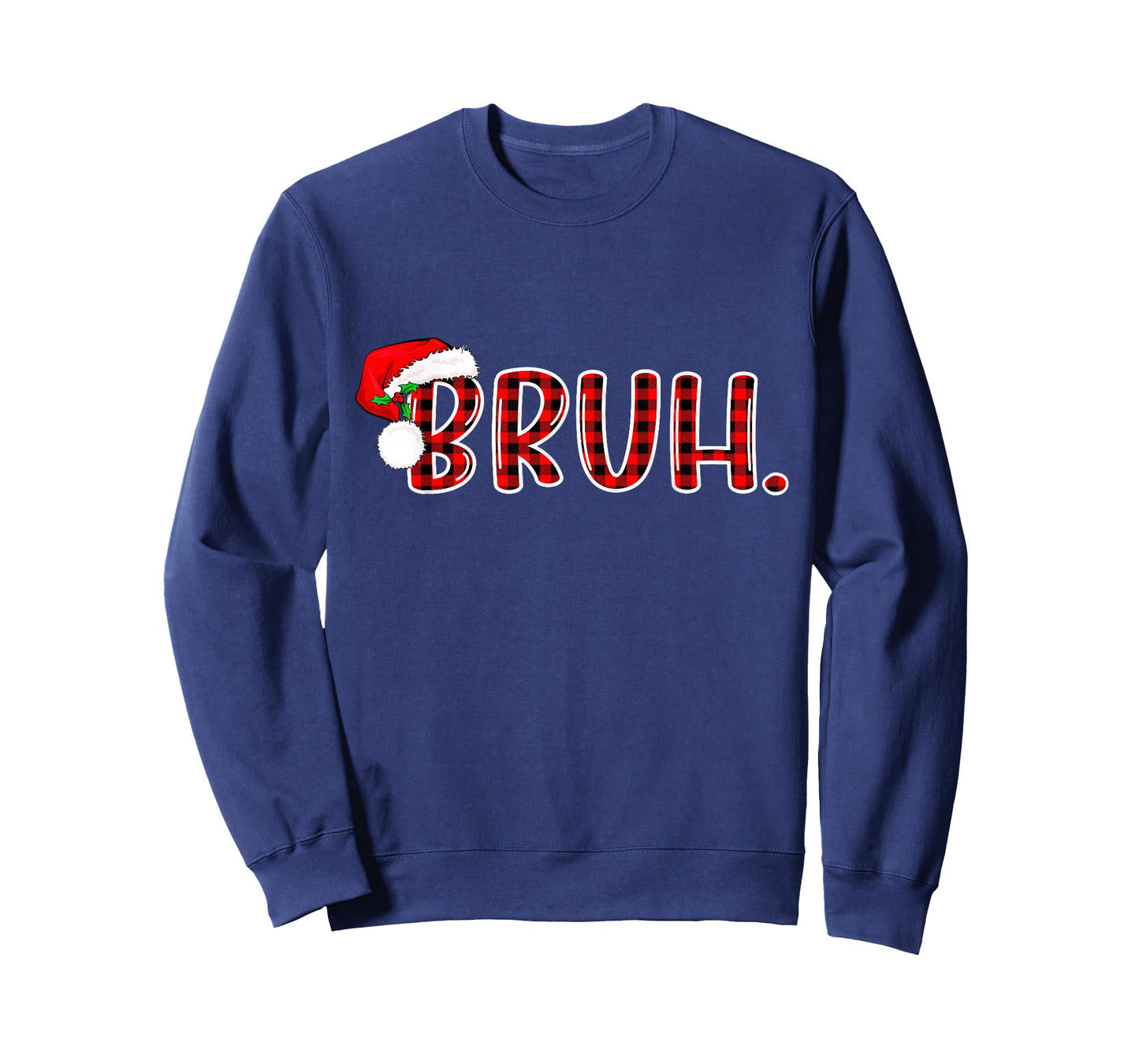 Bruh Funny Christmas Red Plaid Teens Boys Kids Xmas Pajamas T-Shirt