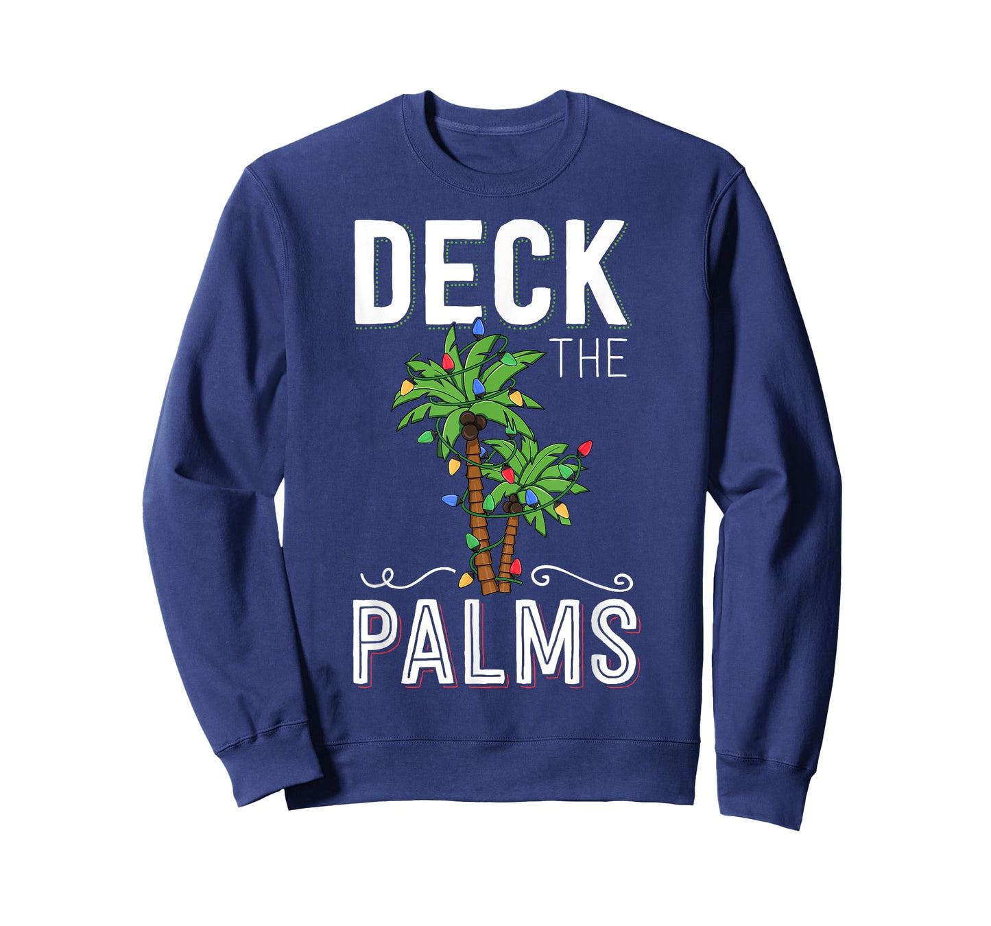 Deck The Palms Tropical Hawaii Christmas Palm Tree Lights T-Shirt
