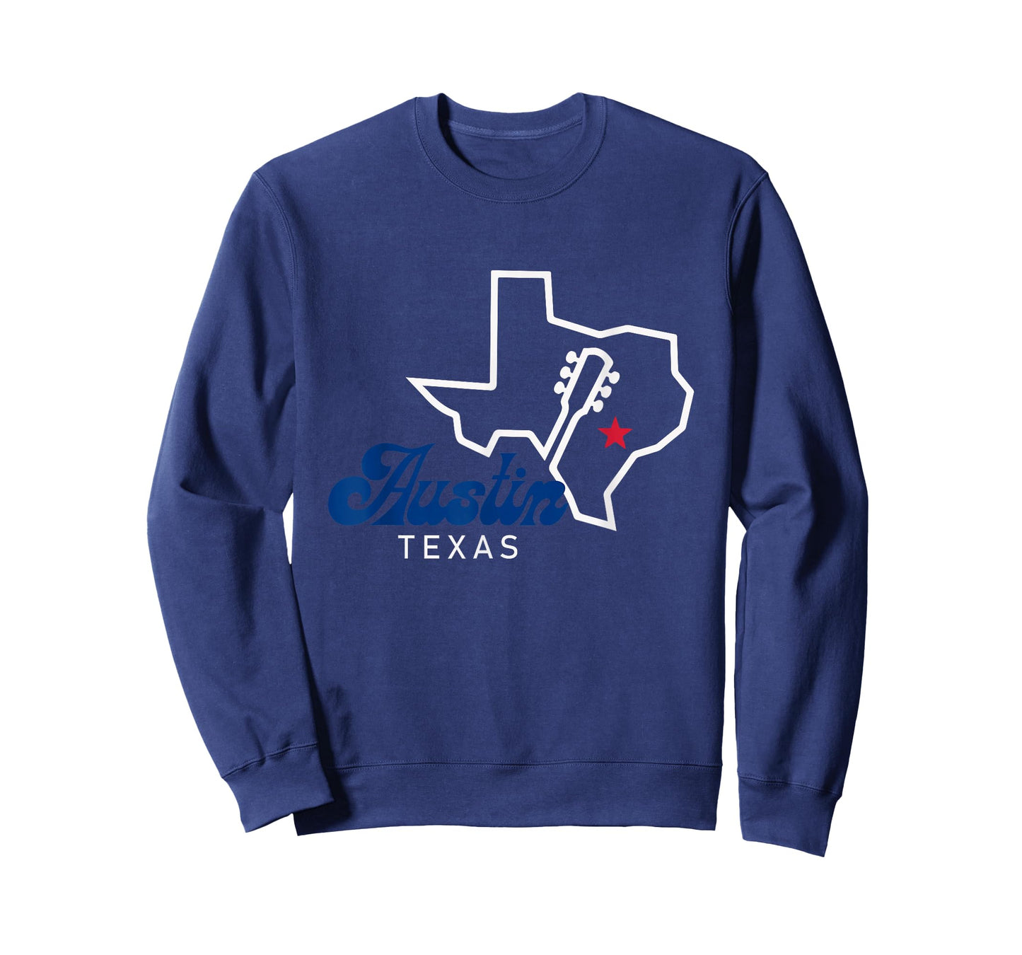 Texas Map Outline with Guitar Austin City Retro Souvenir T-Shirt