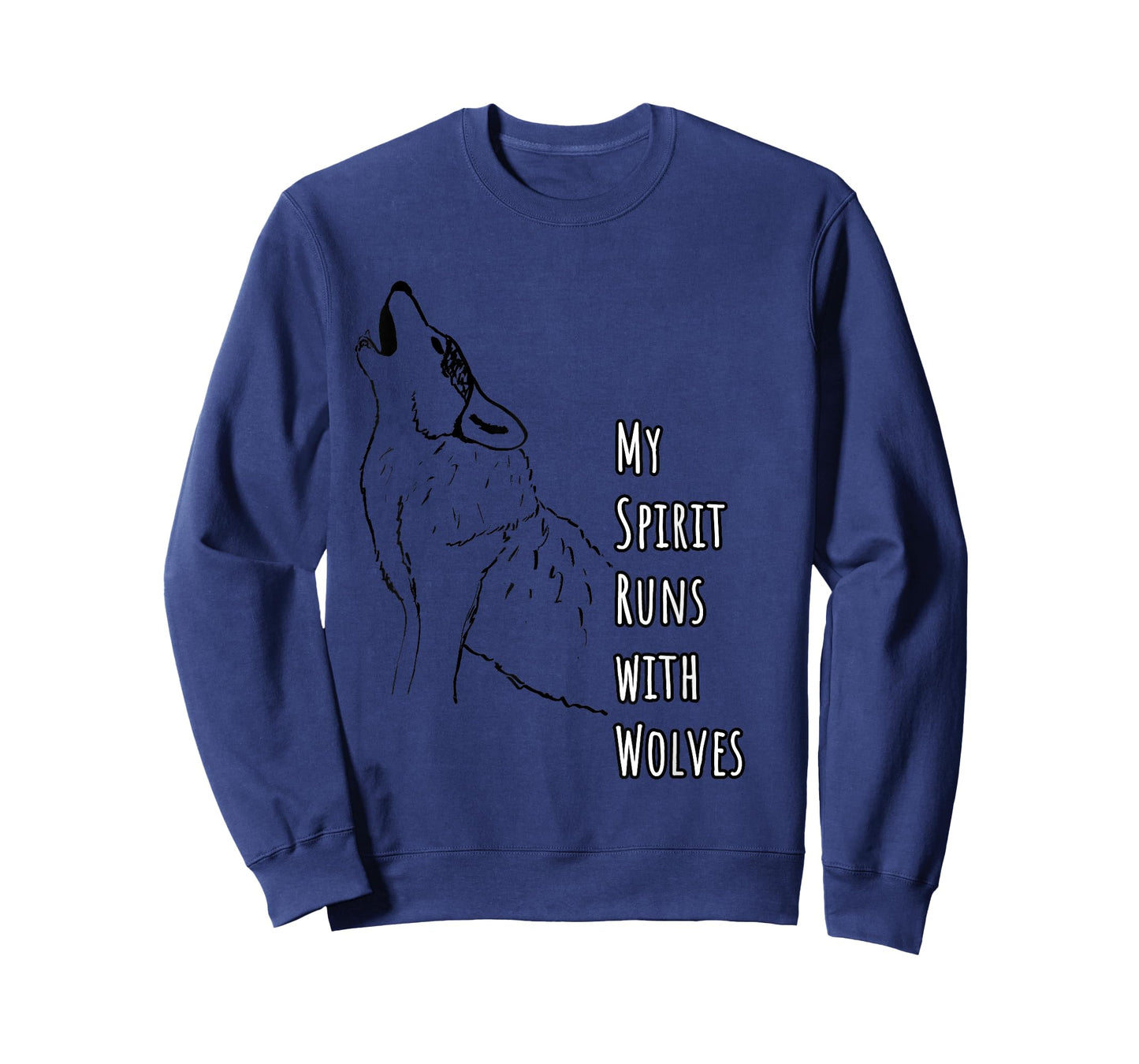 My Spirit Runs with Wolves Wolf Illustration Nature Wildlife T-Shirt