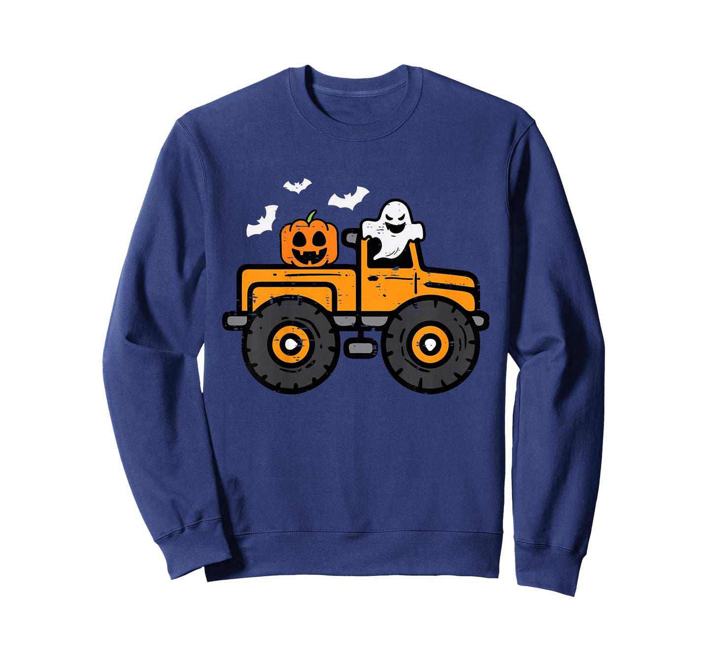 Kids Monster Truck Ghost Pumpkin Halloween Costume Toddler Boys T-Shirt