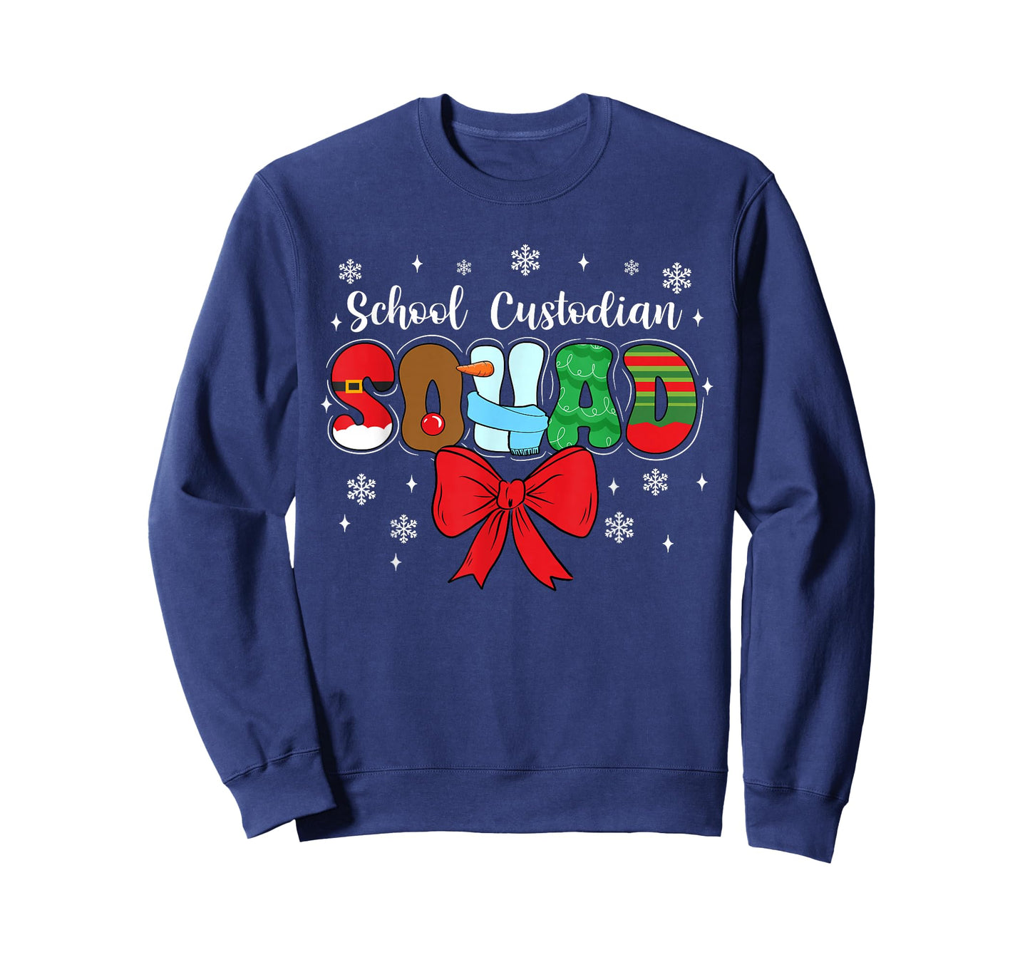 School Custodian Squad Bow Pencil Funny Christmas T-Shirt