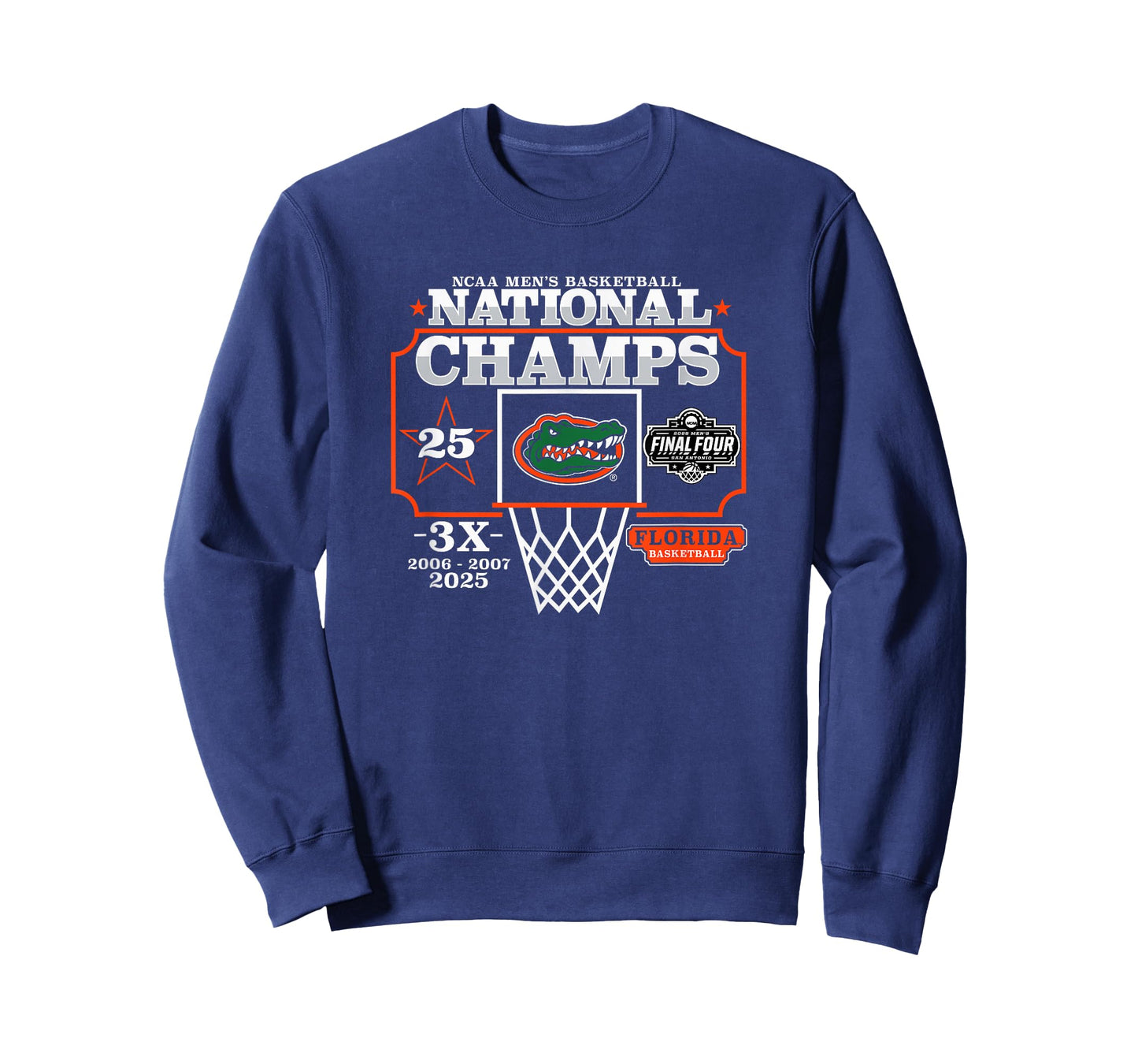 Florida Gators National Champs 2025 Men's Basketball 3X Blue T-Shirt