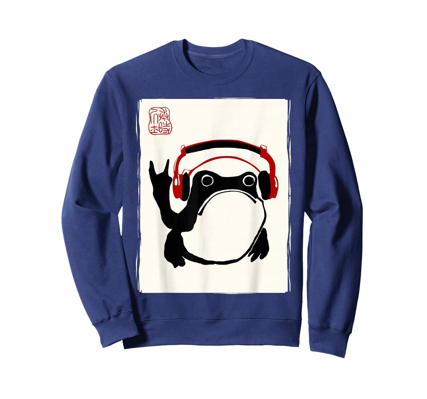 Funny Grumpy Frog Rock Music Band Kawaii Sumi-e Japanese T-Shirt
