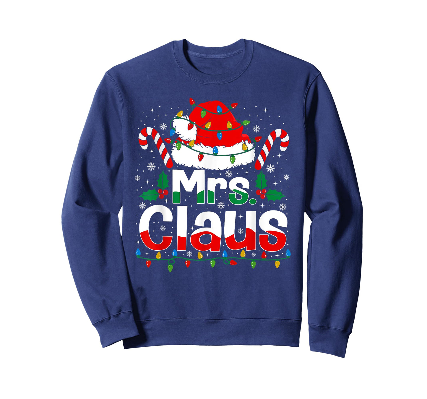 Mr and Mrs Claus Santa Hat Xmas Funny Christmas Couples T-Shirt