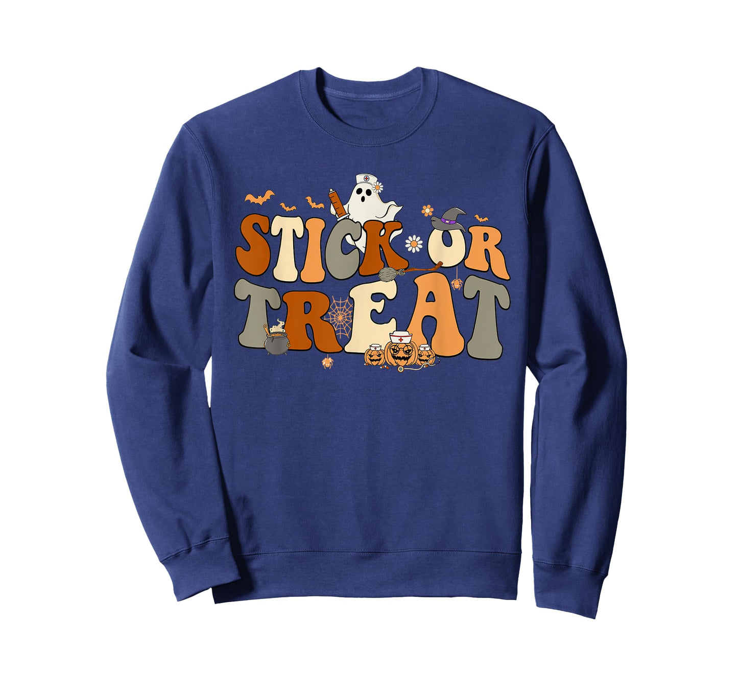 Retro Ghost Stick or Treat Halloween Nurse Spooky Nurse T-Shirt