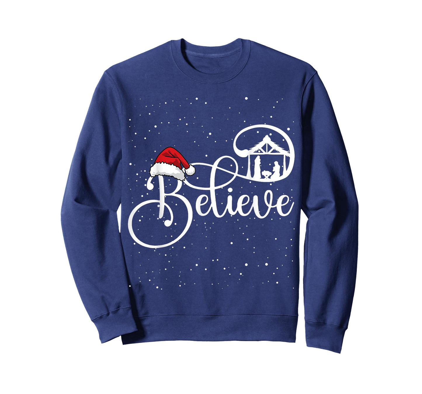 Believe Christian Nativity Scene Christmas Matching Family T-Shirt