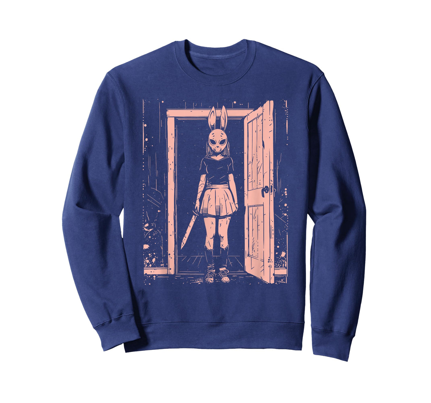 Creepy Girl Bunny Mask Slasher Pastel Goth Anime Horror T-Shirt