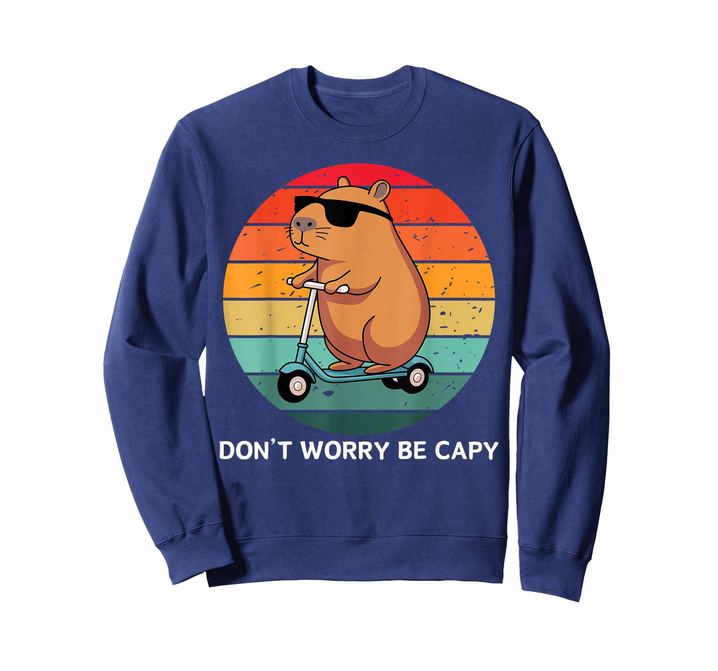 don't worry be capy funny capybara retro sunset T-Shirt