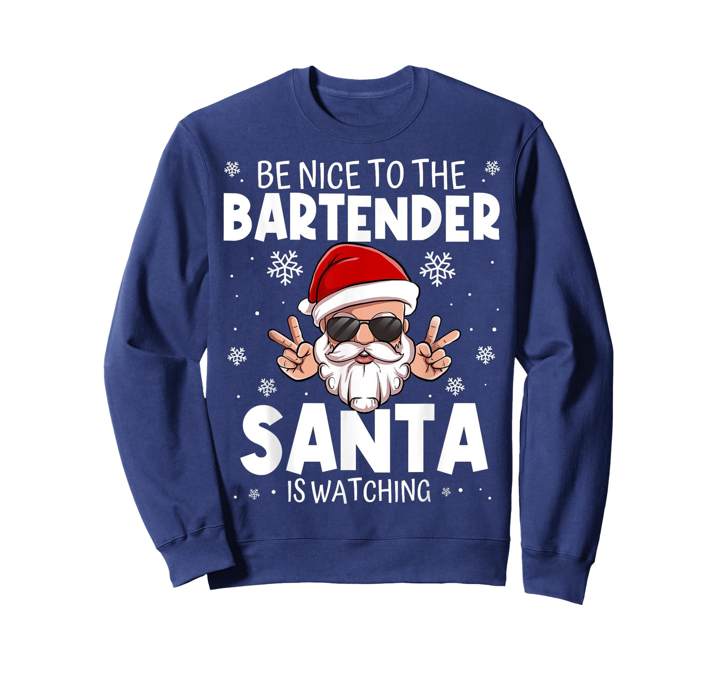 Be Nice To The Bartender Santa Is Watching Funny Christmas T-Shirt