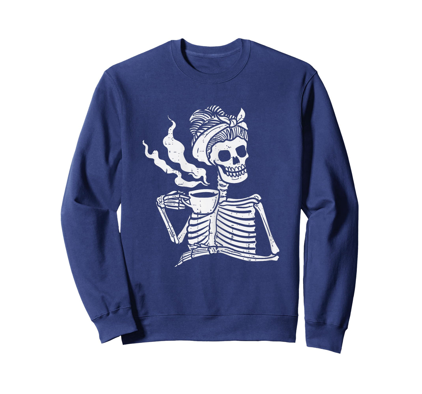 Skeleton Woman Mom Bun Coffee Funny Halloween Costume Women T-Shirt
