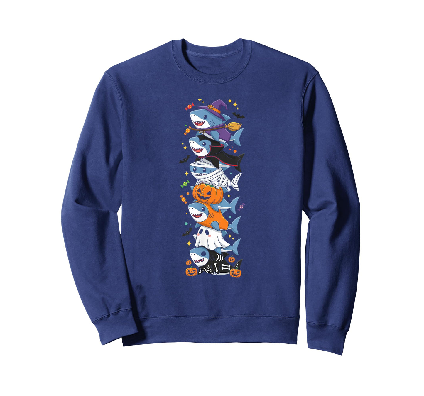 Funny Shark Witch Vampire Ghost Halloween Kids Mens Womens T-Shirt