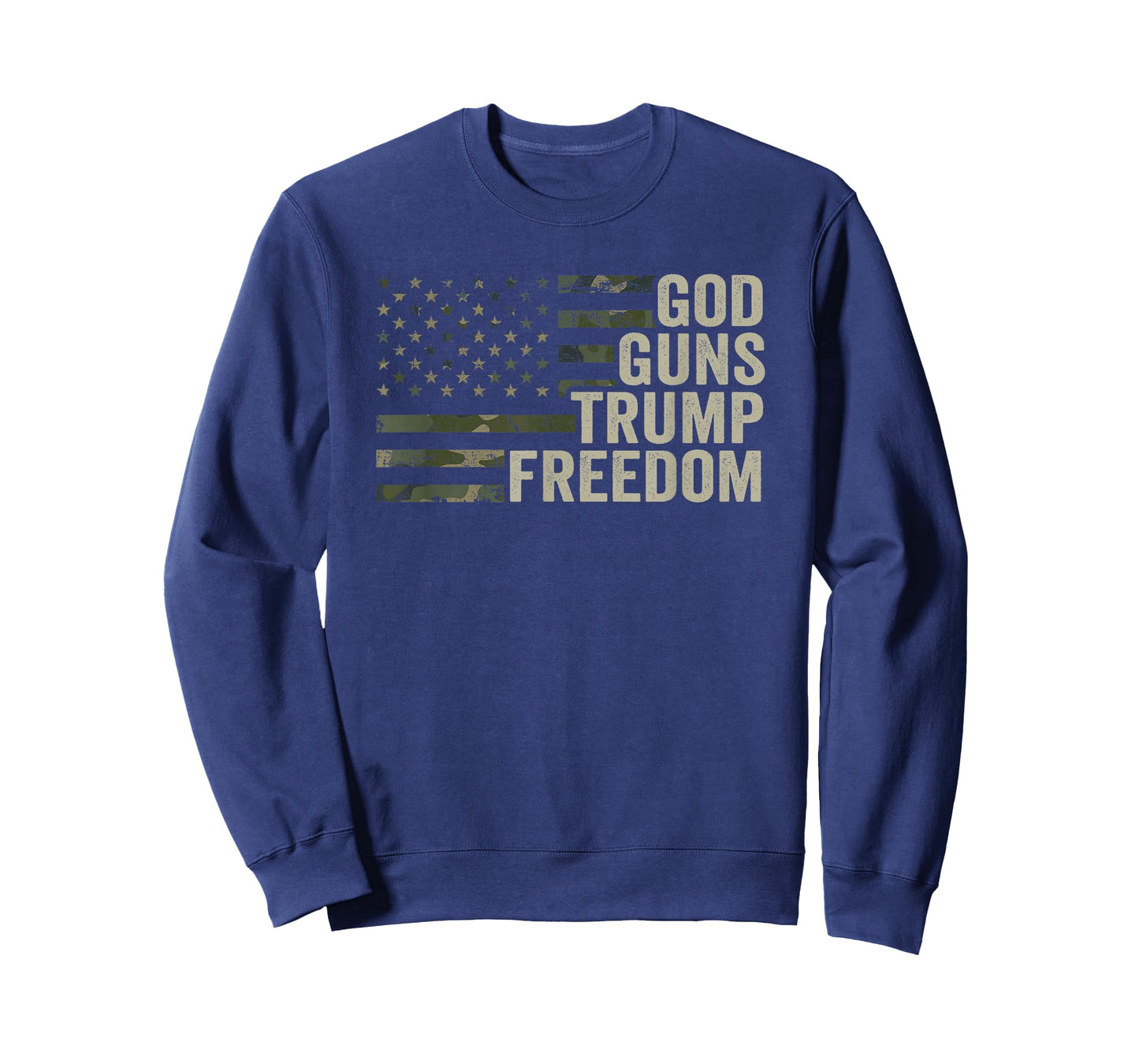 God Guns Trump Freedom - Funny Camouflage Pro Gun USA Flag T-Shirt