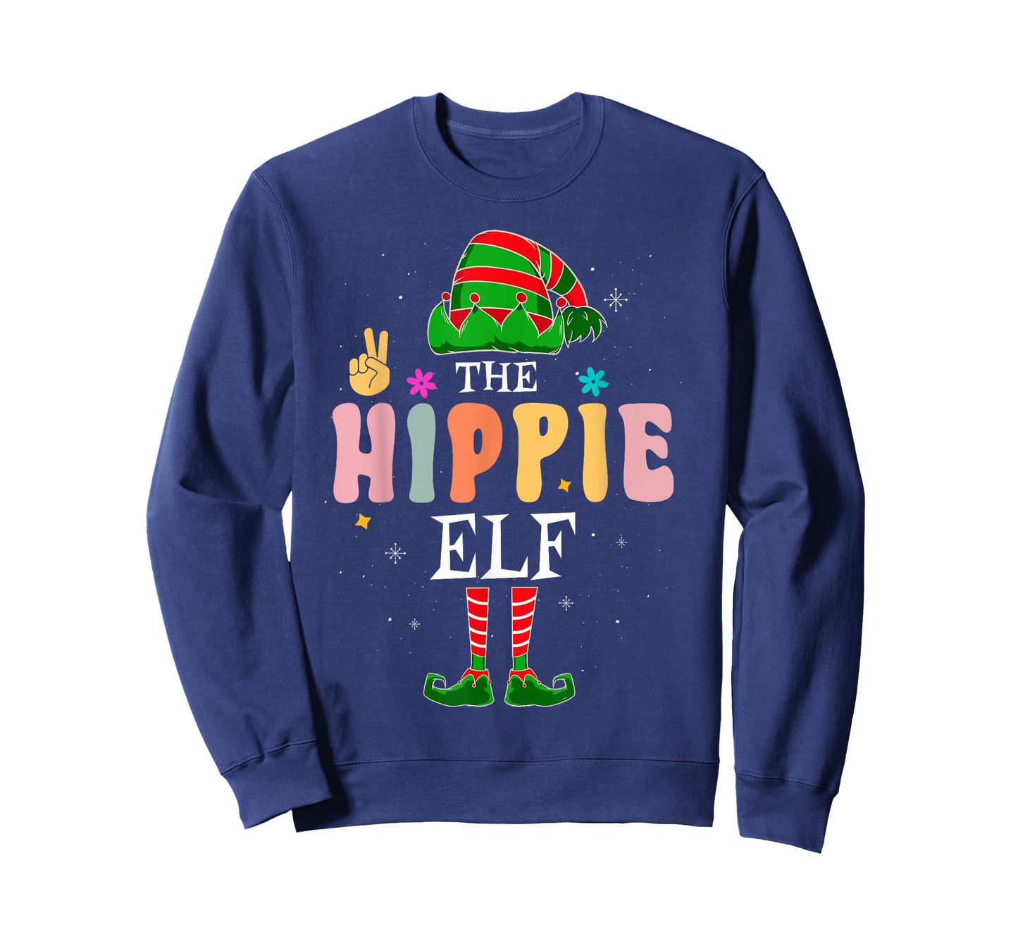 Hippie Elf Group Matching Family Christmas Groovy Retro T-Shirt
