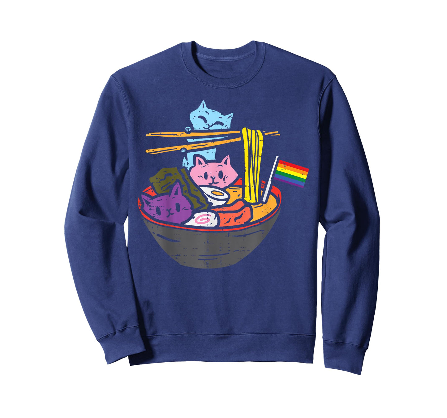 Rainbow Flag Cats Ramen Anime Gay Pride Month LGBTQ Ally T-Shirt