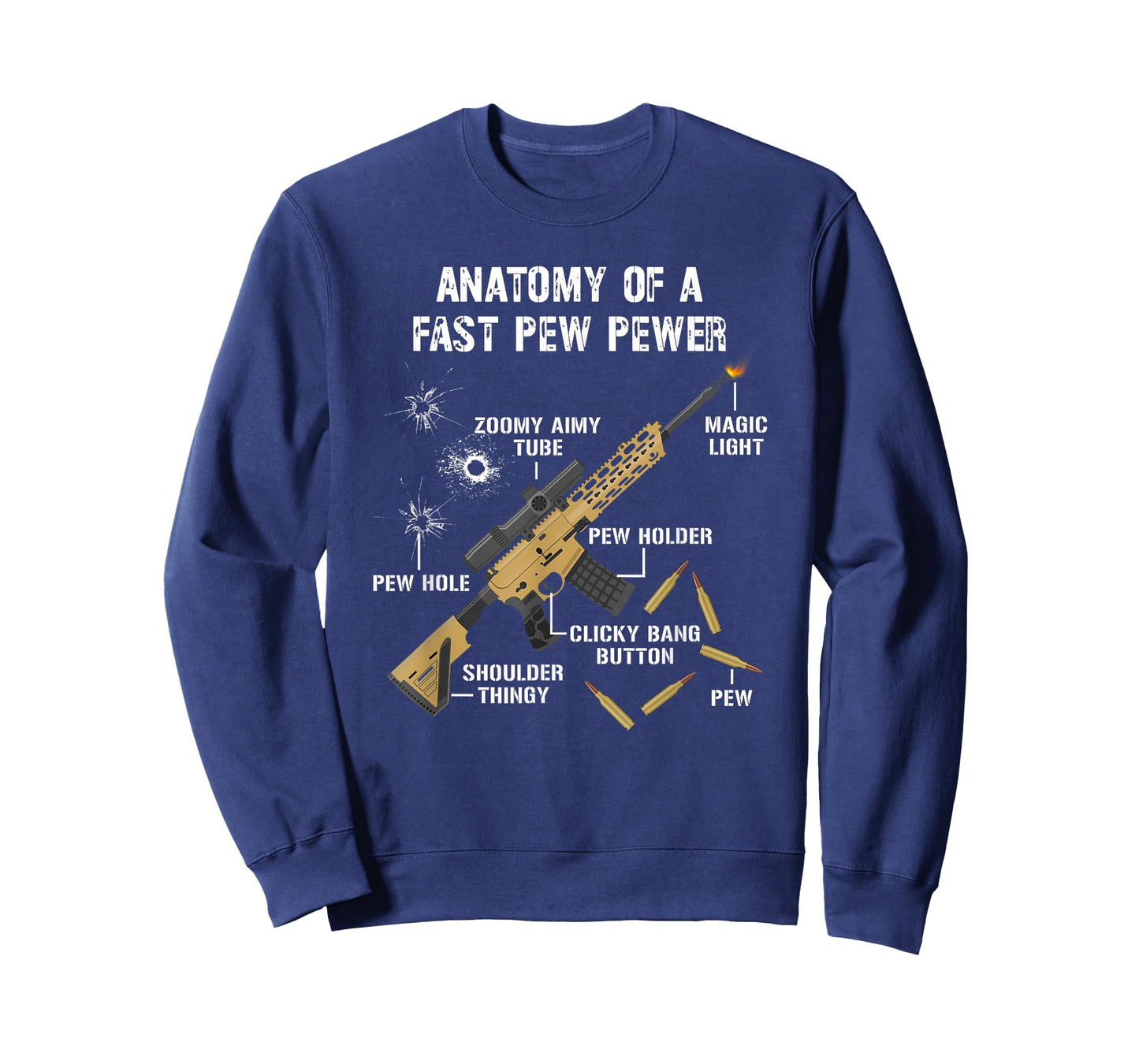 Funny Anatomy Of A Pew Pewer - Rifle Gun - Amendment Saying T-Shirt