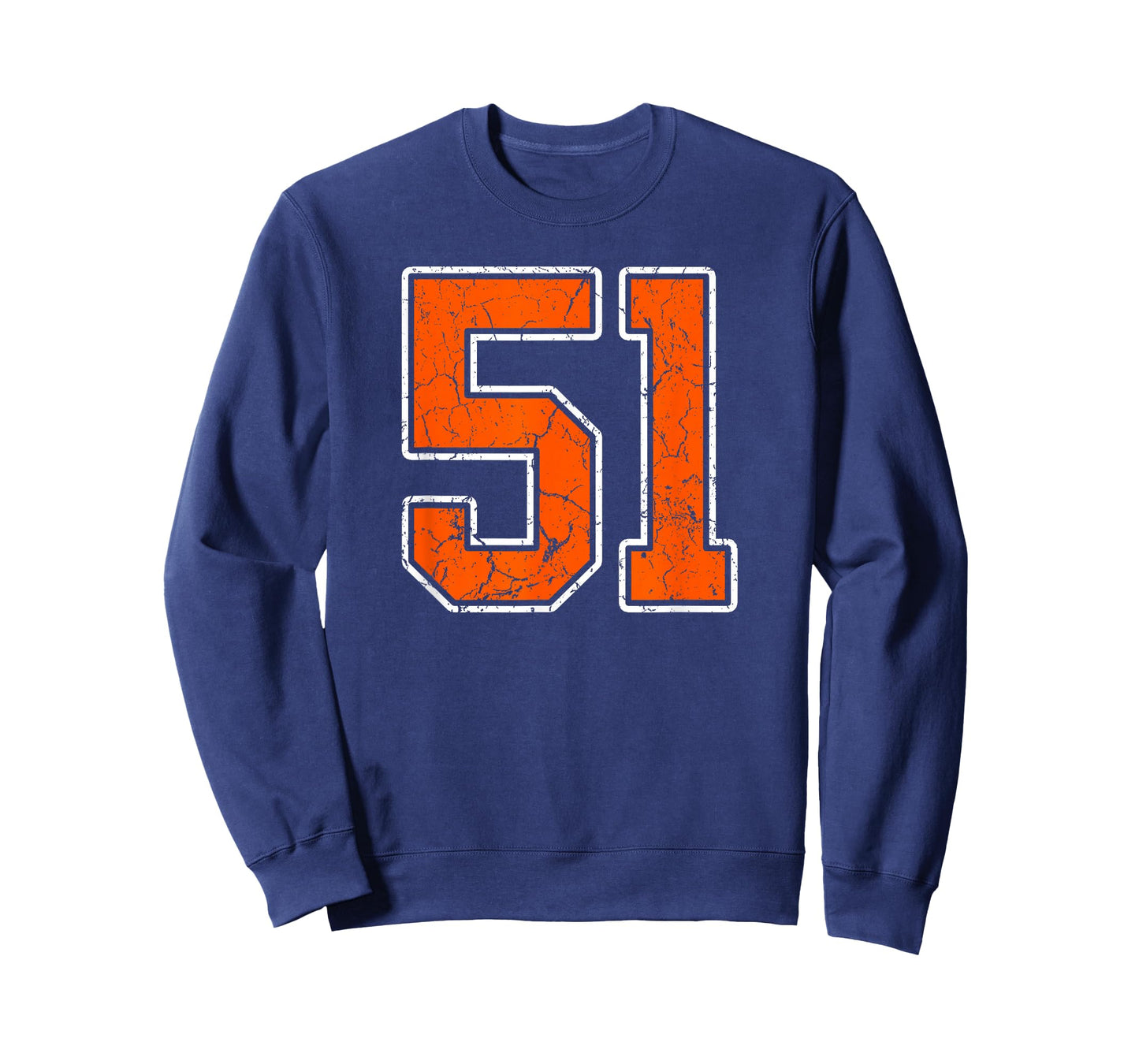 Distressed Orange White Number 51 Jersey Player Uniform #51 T-Shirt