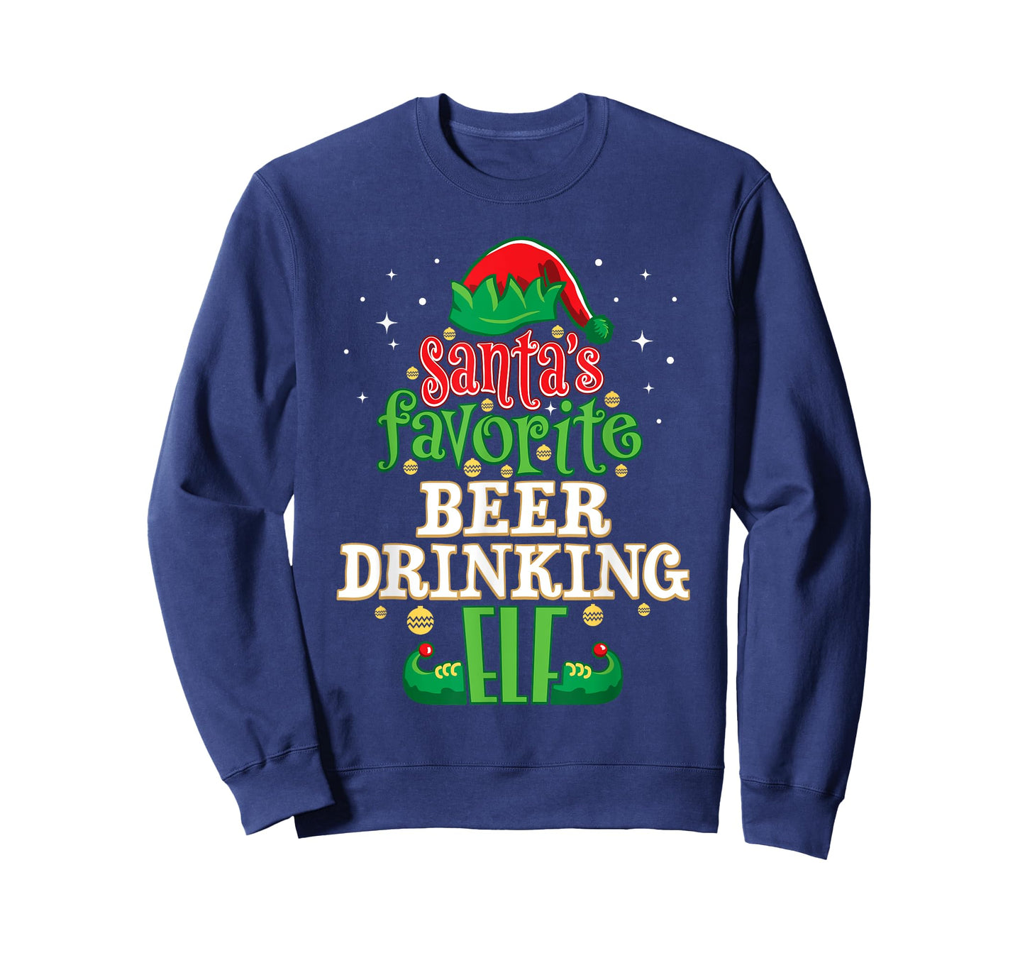 Santa's Favorite Beer Drinking Elf Christmas Matching T-Shirt