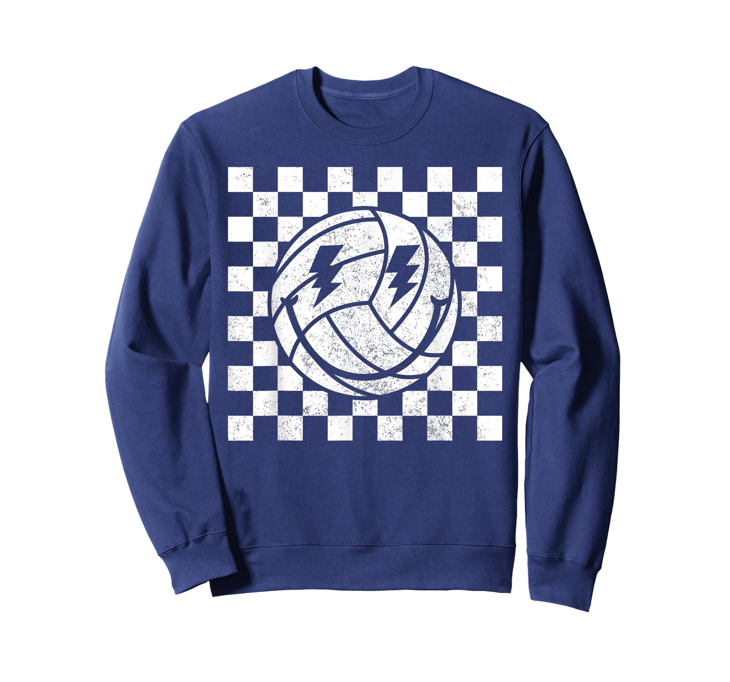 Checkered Volleyball Smile Face Lightning Bolt T-Shirt