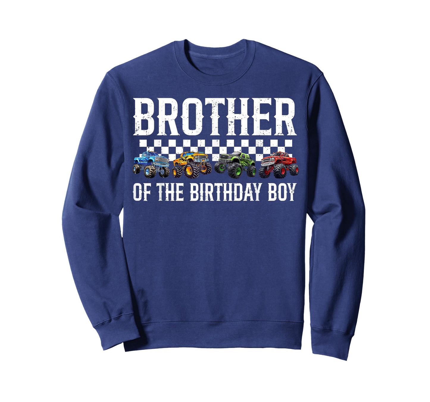 Brother of The Birthday Boy Retro Monster Truck Family Crew T-Shirt
