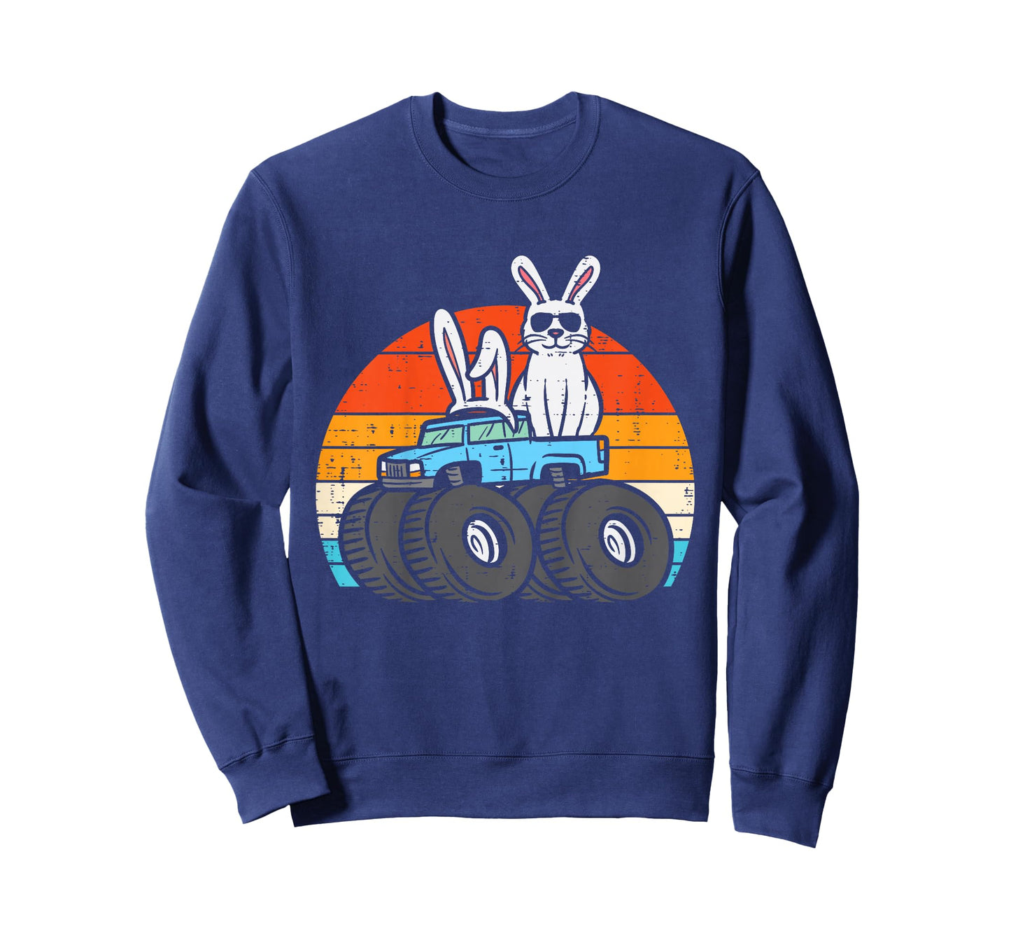 Kids Easter Bunny Rabbit Monster Trucks Retro Boys Kids Toddler T-Shirt
