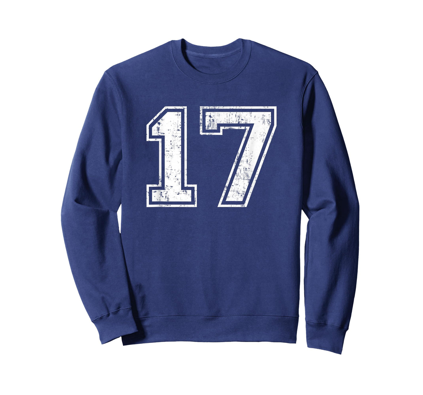 Number 17 Distressed Vintage Seventeen Sports Team Training T-Shirt