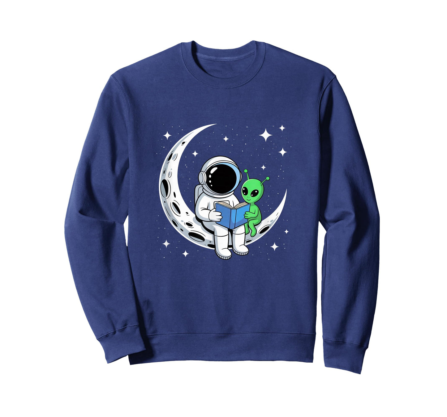 Astronaut Reading Book to Alien Moon Space Astronomy T-Shirt