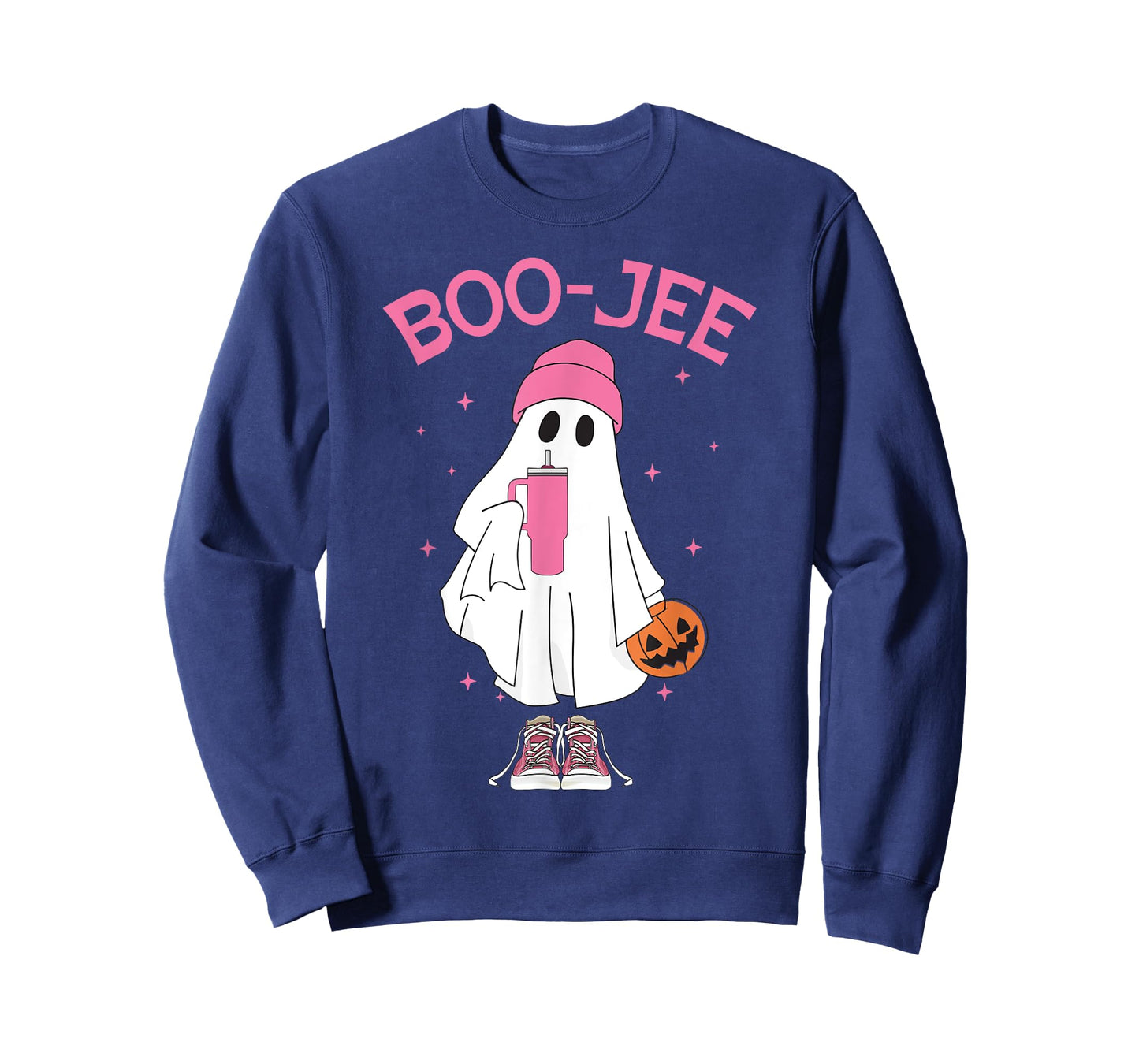 Boo-Jee Spooky Season Ghost Pink Halloween Pumpkin Boujee T-Shirt