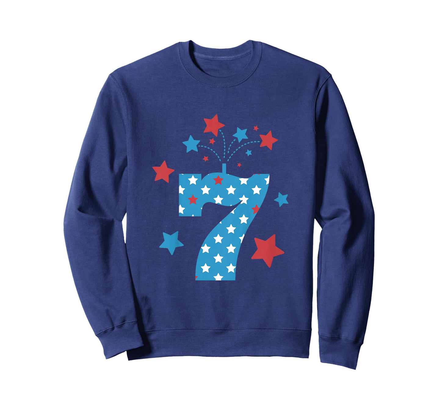 Red, White and Seven - 7th Birthday Patriotic Firecrackers Kids T-Shirt