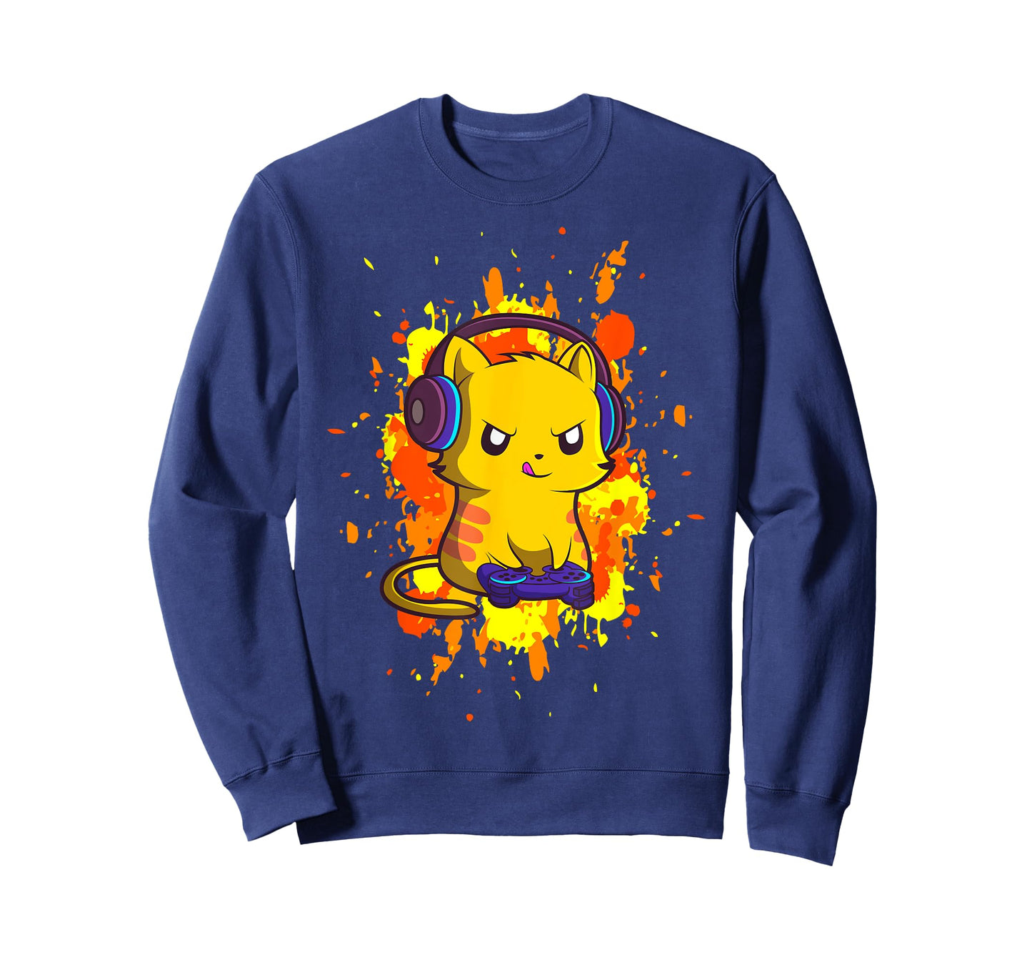Gaming Cat - Cyber Gamer PC Nerdy Kitty Kitten Headphones T-Shirt