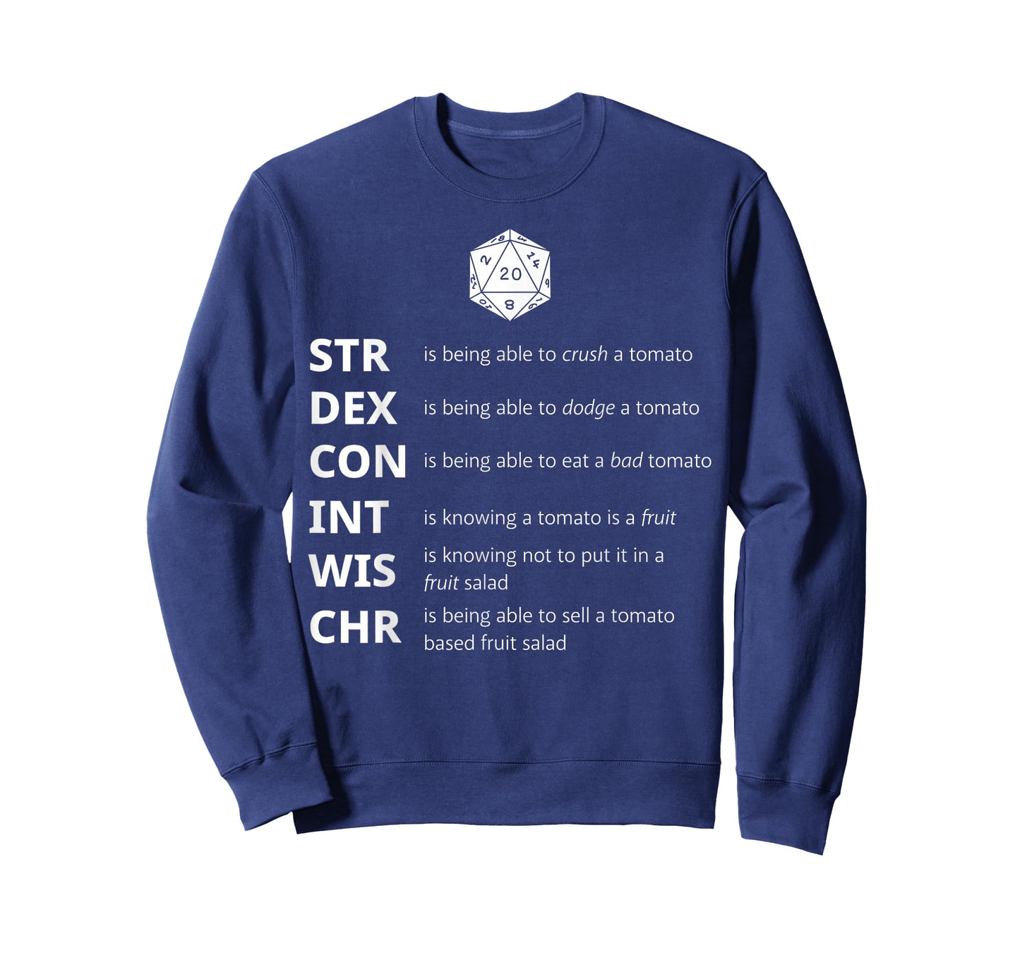 Funny RPG Tomatoes Stats Meme – Tabletop Dice Gamer T-Shirt