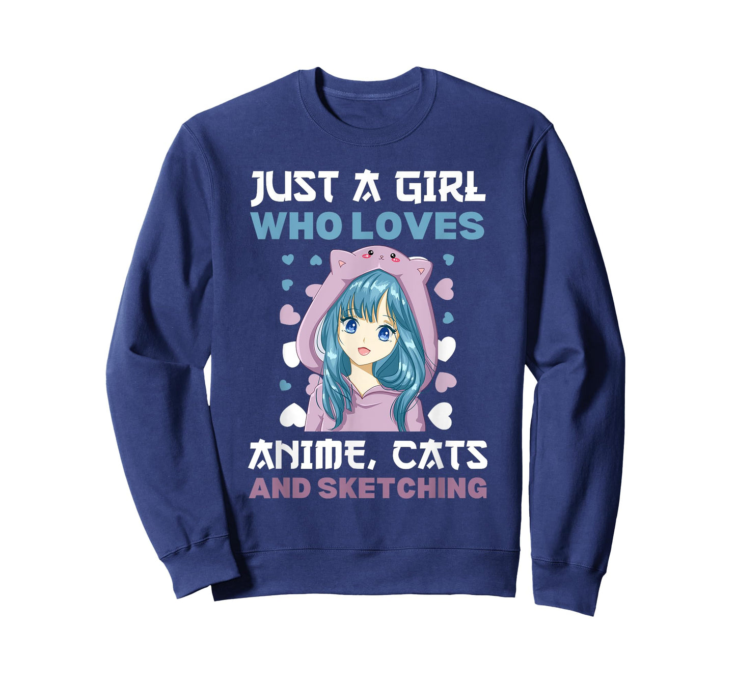 Anime Girls Just A Girl Who Loves Anime Cats and Sketching T-Shirt