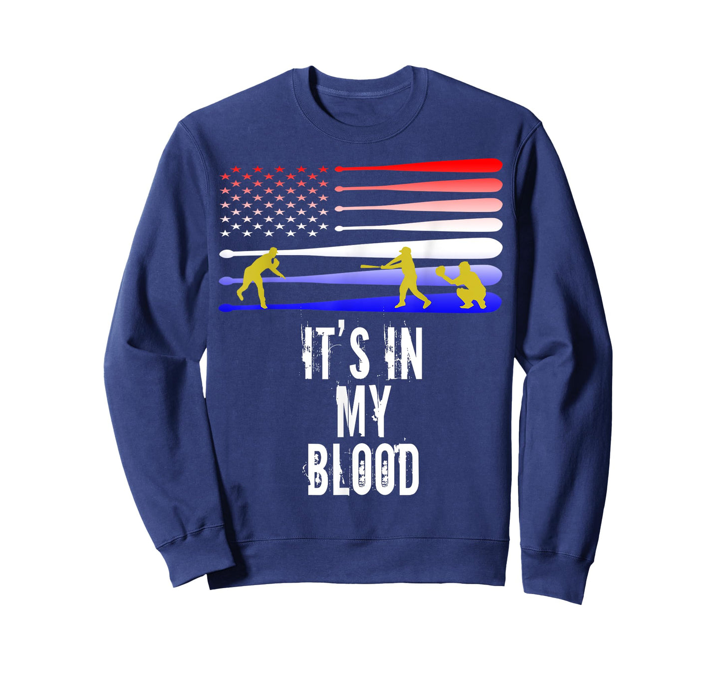 Baseball Is in My Blood American Flag Baseball Shirt T-Shirt for Women Kids Men