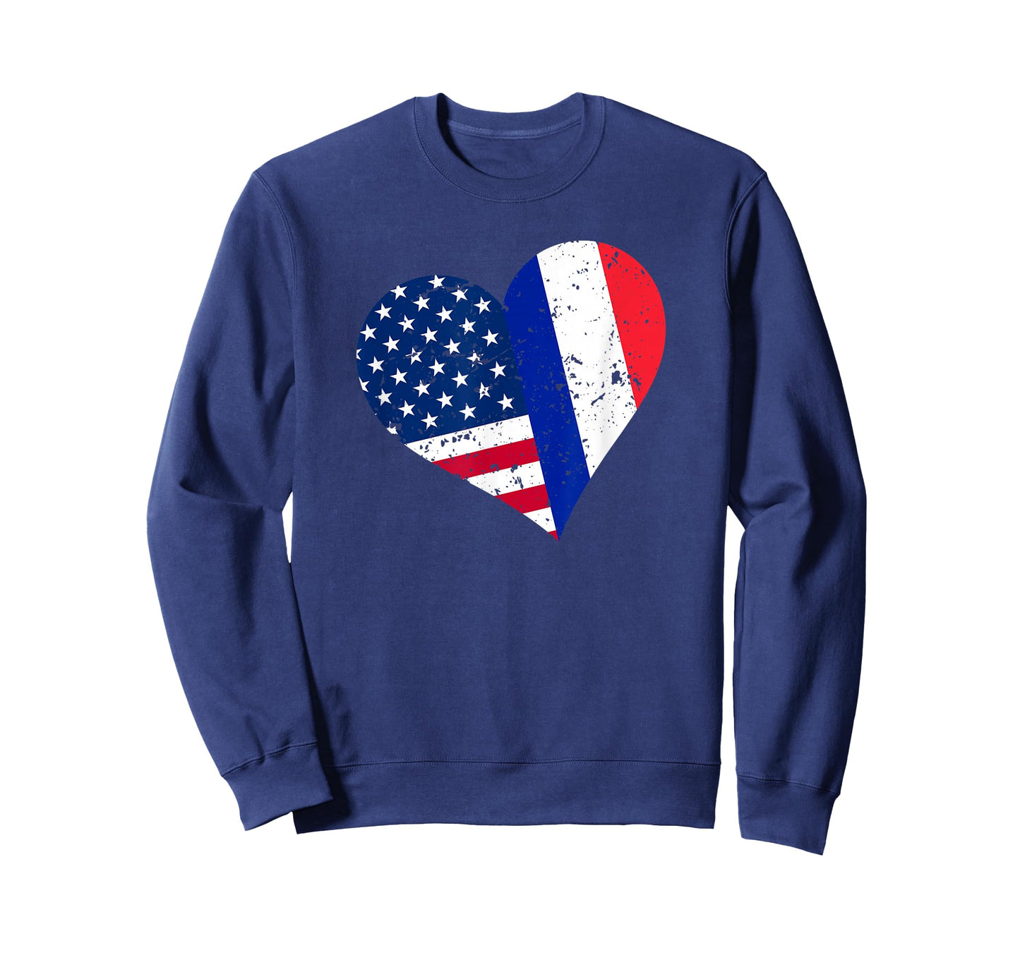 France USA Heart Shirt Distressed French American Flag T-Shirt
