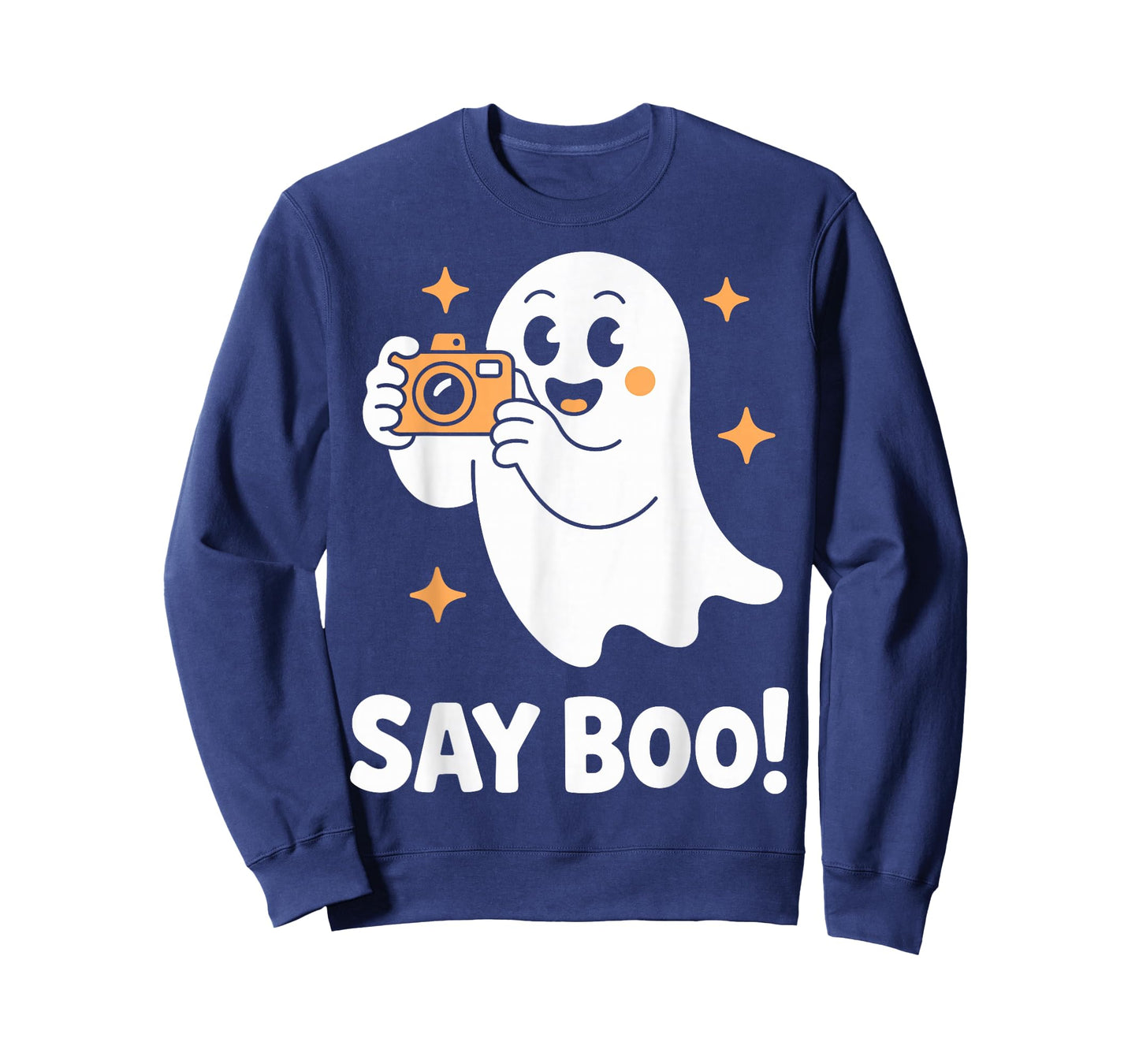 Say Boo Ghost Photographer with Camera Funny Halloween T-Shirt