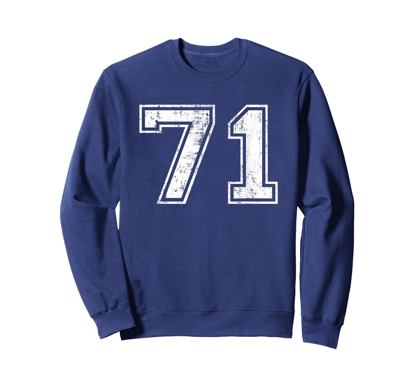 Number 71 Seventy One Distressed Vintage Varsity Sports Team T-Shirt