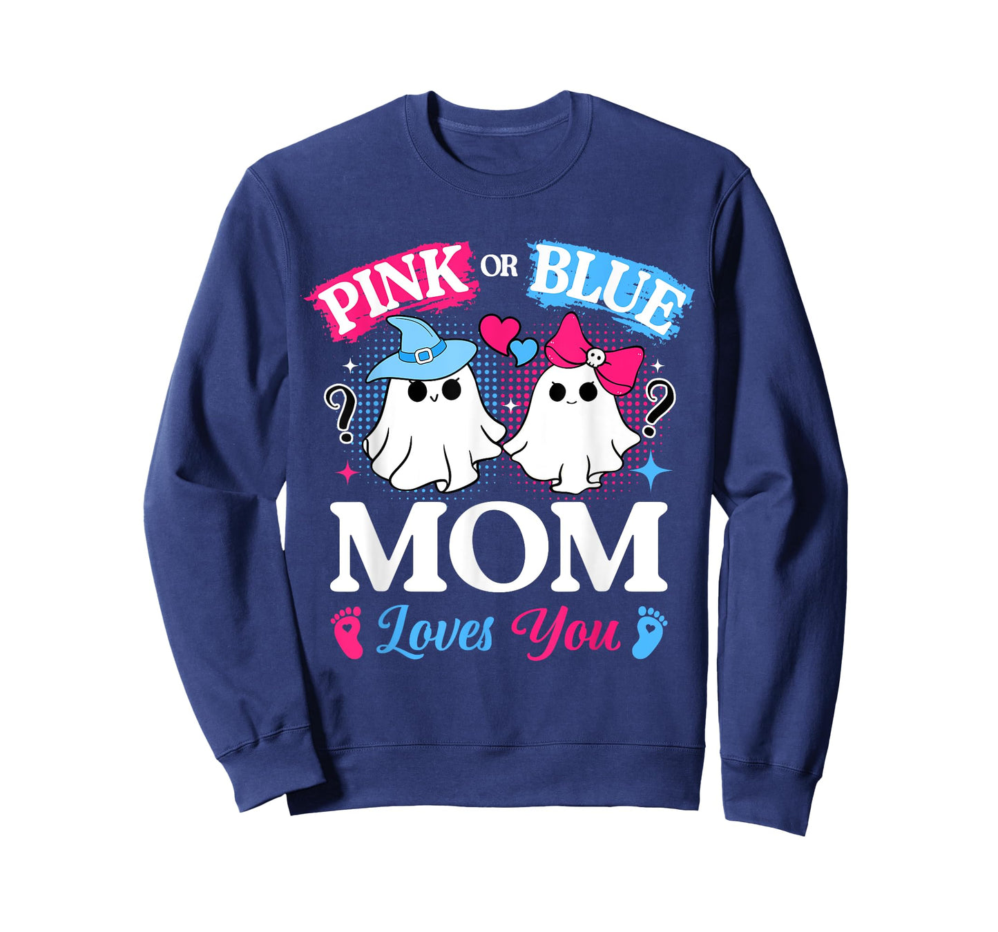 Pink or Blue Mom Loves You Gender Reveal Halloween T-Shirt