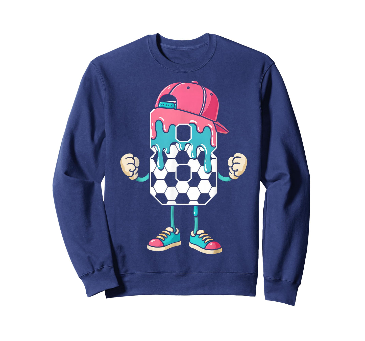 Soccer 8 Year Old Ice Cream Drip Youth 8th Birthday Boy 8 T-Shirt